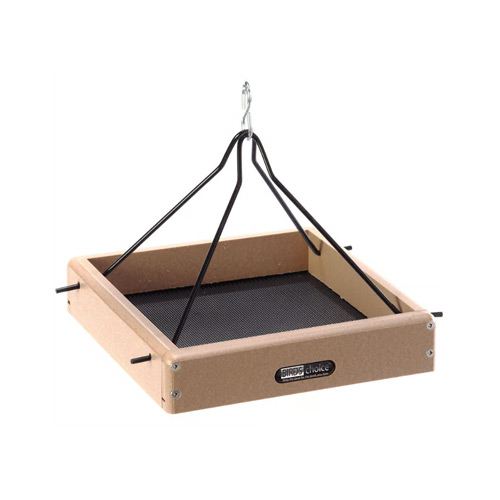 Hanging Platform Bird Feeder in Taupe Recycled Plastic Small
